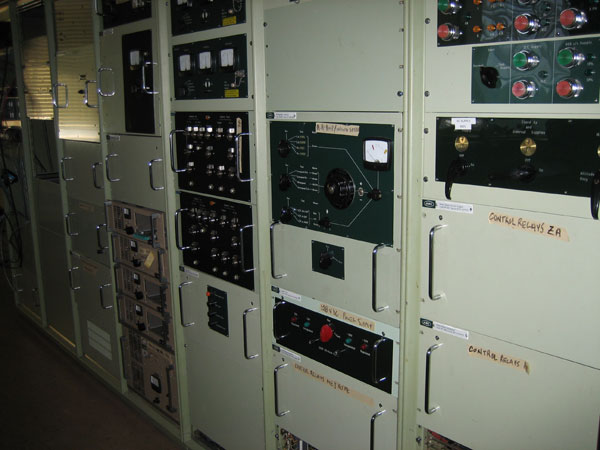 Racks of vintage electronics at the Algonquin Radio Observatory