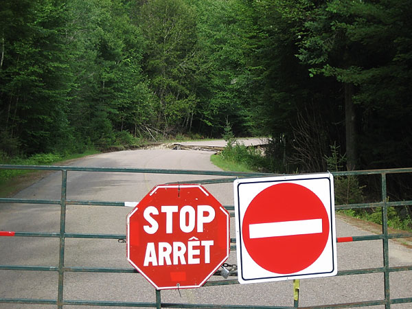 washout on Clouthier Road in Petawawa Research Forest