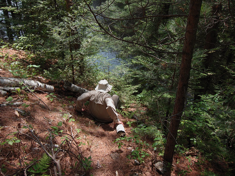 Climbing out of the Barron Canyon in Algonquin Park