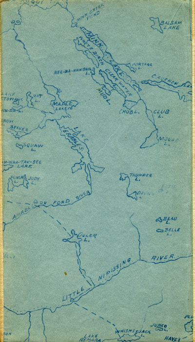 segment of 1908 Map of Algonquin Park by W.D.M. Bell, M.D.