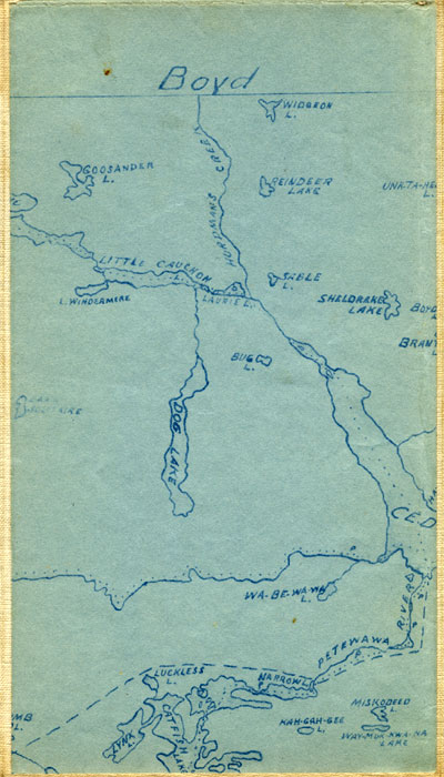 segment of 1908 Map of Algonquin Park by W.D.M. Bell, M.D.
