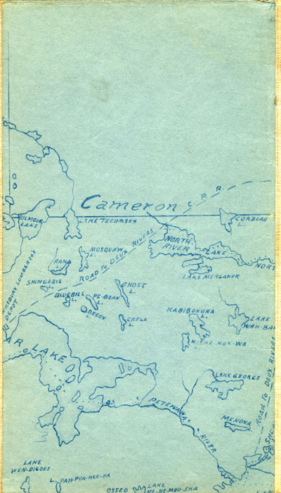 segment of 1908 Map of Algonquin Park by W.D.M. Bell, M.D.
