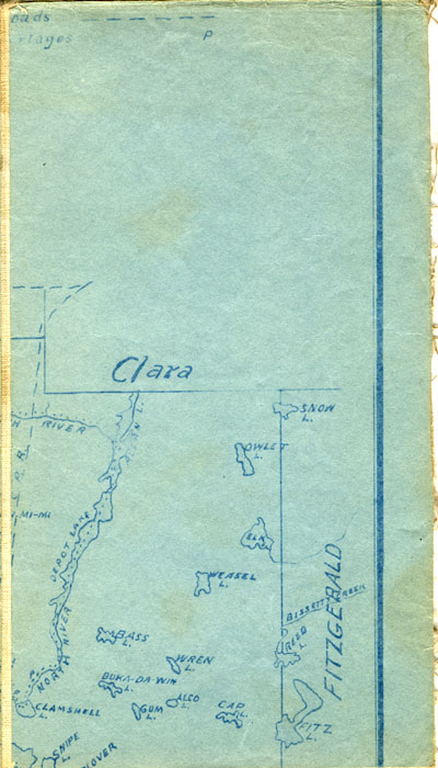 segment of 1908 Map of Algonquin Park by W.D.M. Bell, M.D.