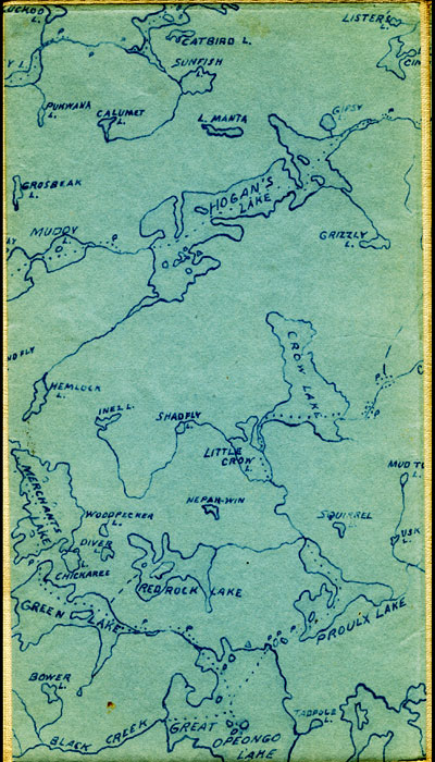 segment of 1908 Map of Algonquin Park by W.D.M. Bell, M.D.