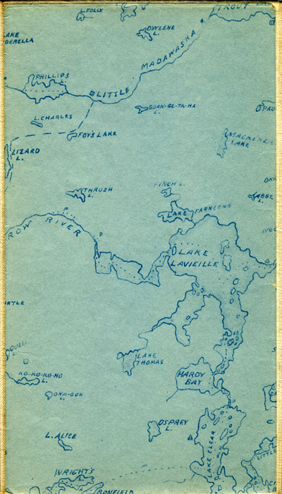 segment of 1908 Map of Algonquin Park by W.D.M. Bell, M.D.