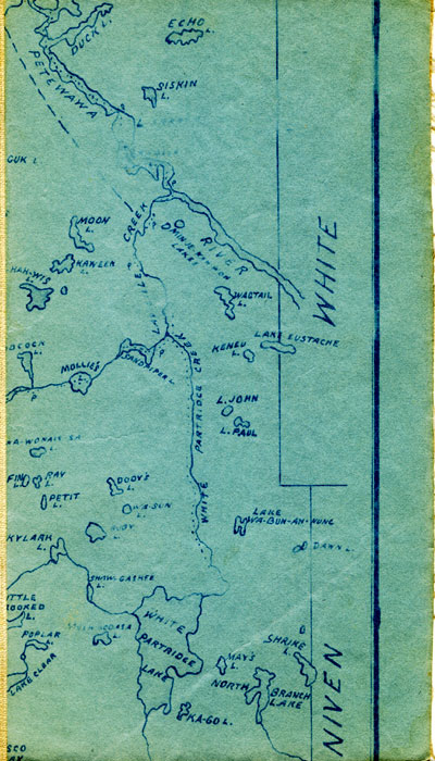 segment of 1908 Map of Algonquin Park by W.D.M. Bell, M.D.