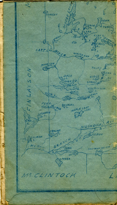 segment of 1908 Map of Algonquin Park by W.D.M. Bell, M.D.