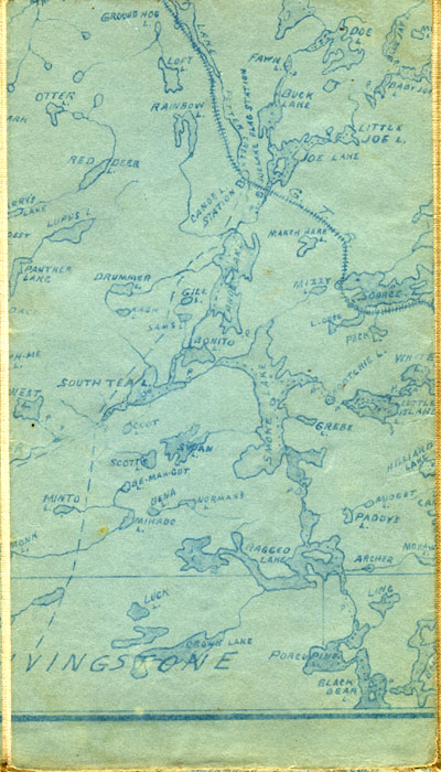 segment of 1908 Map of Algonquin Park by W.D.M. Bell, M.D.