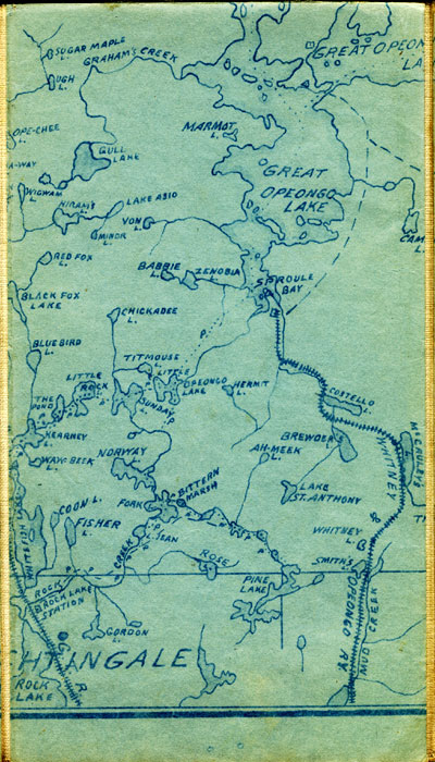 segment of 1908 Map of Algonquin Park by W.D.M. Bell, M.D.