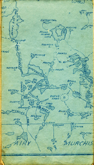 segment of 1908 Map of Algonquin Park by W.D.M. Bell, M.D.