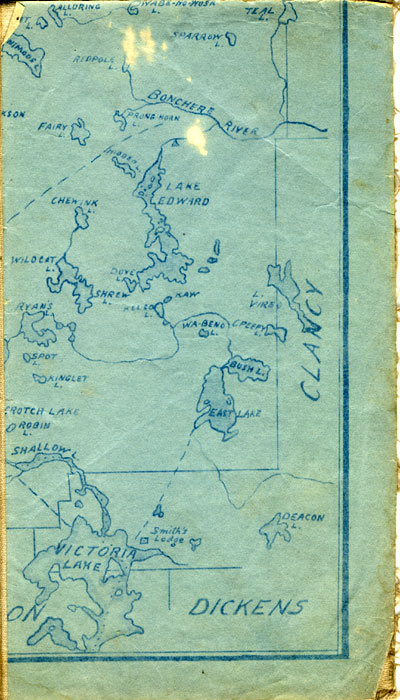 segment of 1908 Map of Algonquin Park by W.D.M. Bell, M.D.