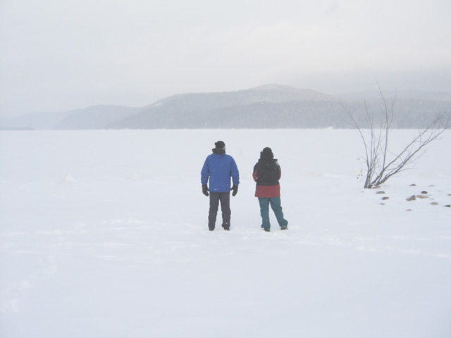 picture of Presqu'isle Bay as seen from the beach at Point Alexander in winter