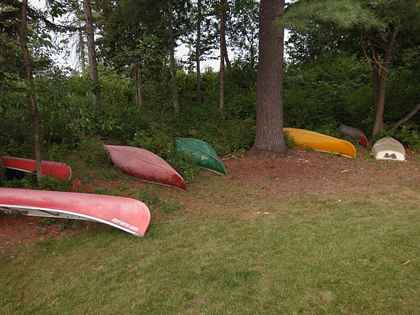 canoes along the waterfront in Deep River