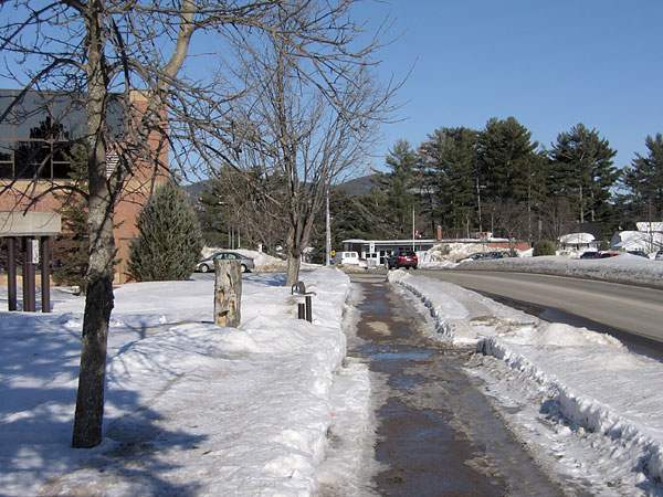 Looking down Deep River Road towards the post office.