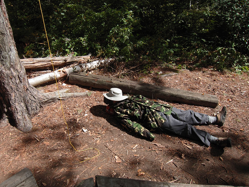 Yoga in the wilderness Corpse pose on Cauchon Lake in Algonquin Park