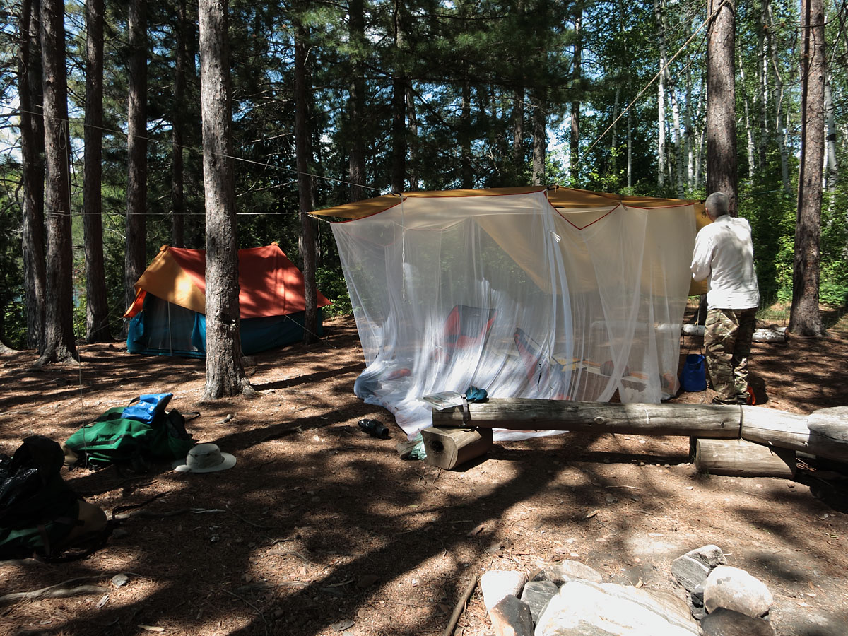 Setting up camp on Cauchon Lake in Algonquin Park