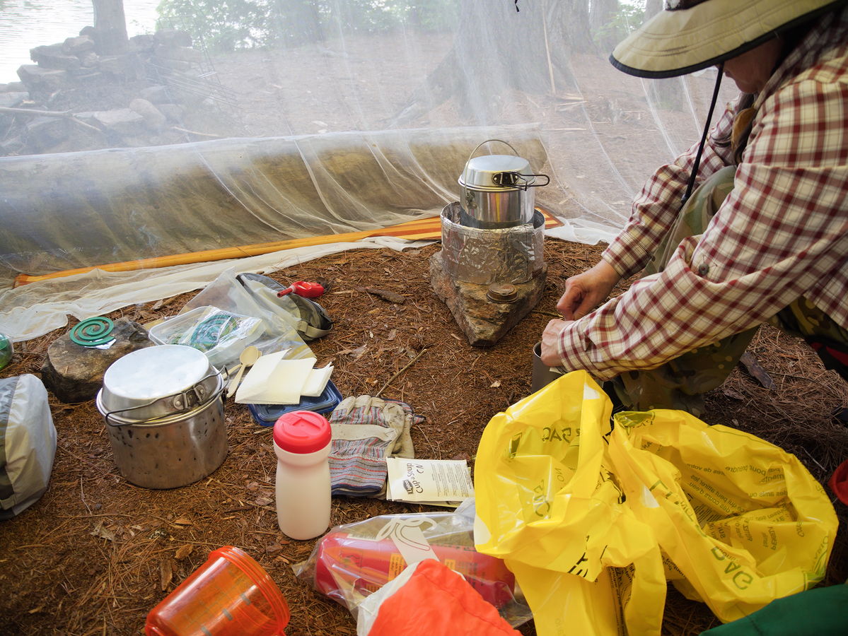 Inside the bug net making soup