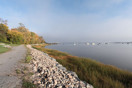 Misty Fall morning along the Deep River Waterfront