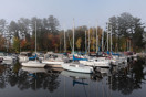 Misty Fall morning along the Deep River Waterfront