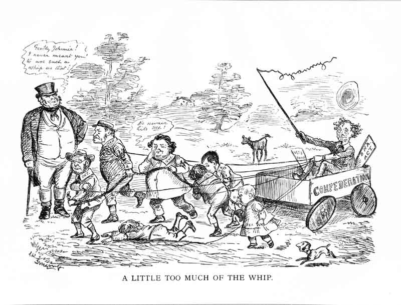 J.W. Bengough cartoon: A Little Too Much Of The Whip