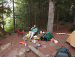 Campsite above timberslide falls on the Petawawa River above Cedar Lake in Algonquin Park