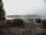 Morning mist  campsite on Lake Travers in Algonquin Park