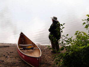 Contemplating Whitson Lake in Algonquin Park