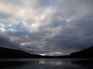 The beginning of another unsettled day on Whitson Lake in Algonquin Park