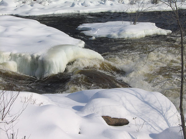 Lovers Rapids on Petawawa River in winter