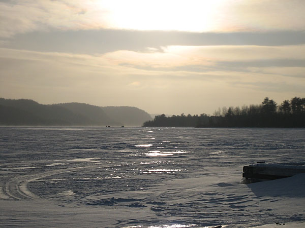 Ice Fishing Huts on the Ottawa River at Deep River