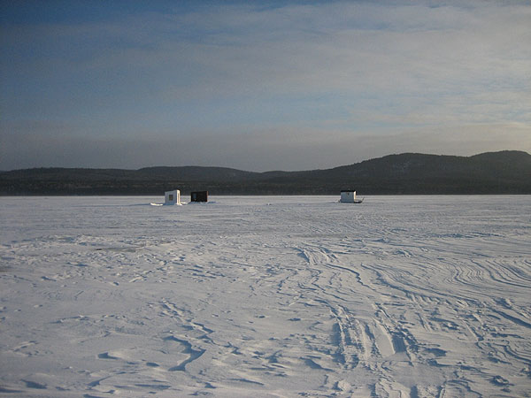 Ice Fishing Huts on the Ottawa River at Deep River