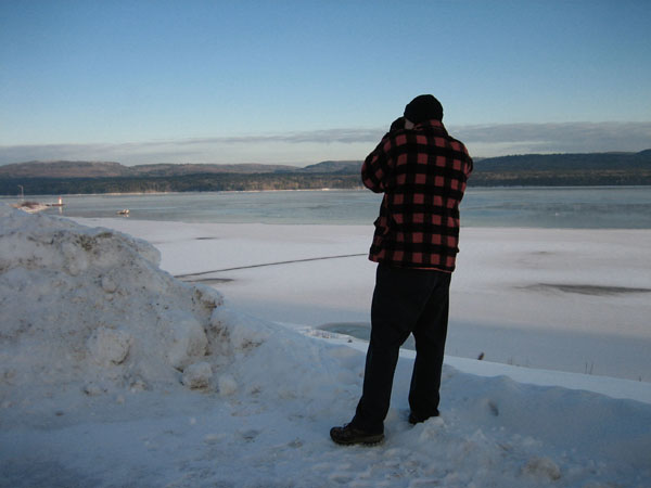 Photographing the Deep River Pier from Centennial Rock