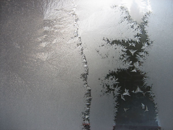 Frost patterns on window
