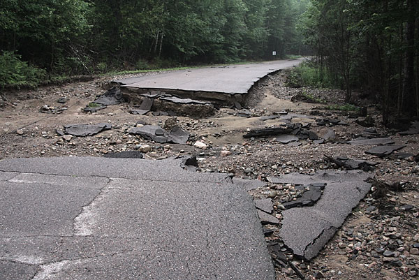Washout on Clouthier Road in the Petawawa Research Forest
