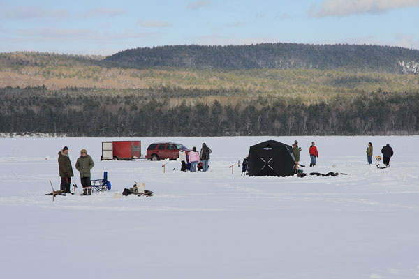Ice fishing on the Ottawa River off the Deep River Pier