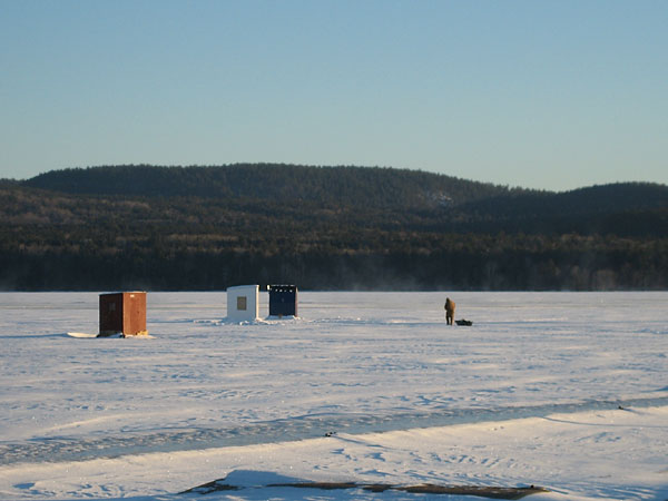 ice fishing at the Deep River Pier