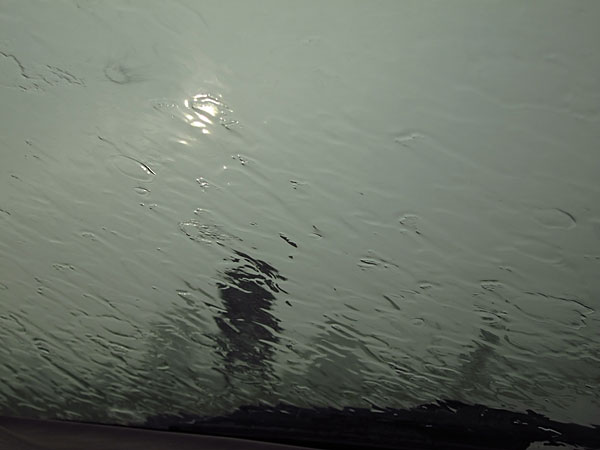 heavy rain on windshield