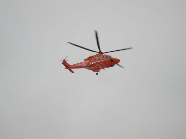 Ornge air ambulance leaving Deep River Hospital