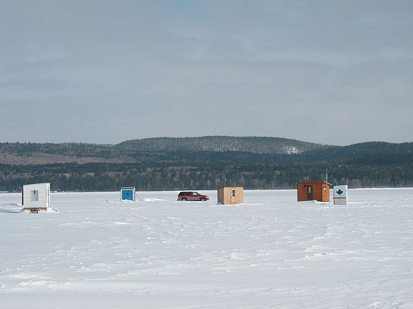 ice huts on the Ottawa River off the Deep River Pier