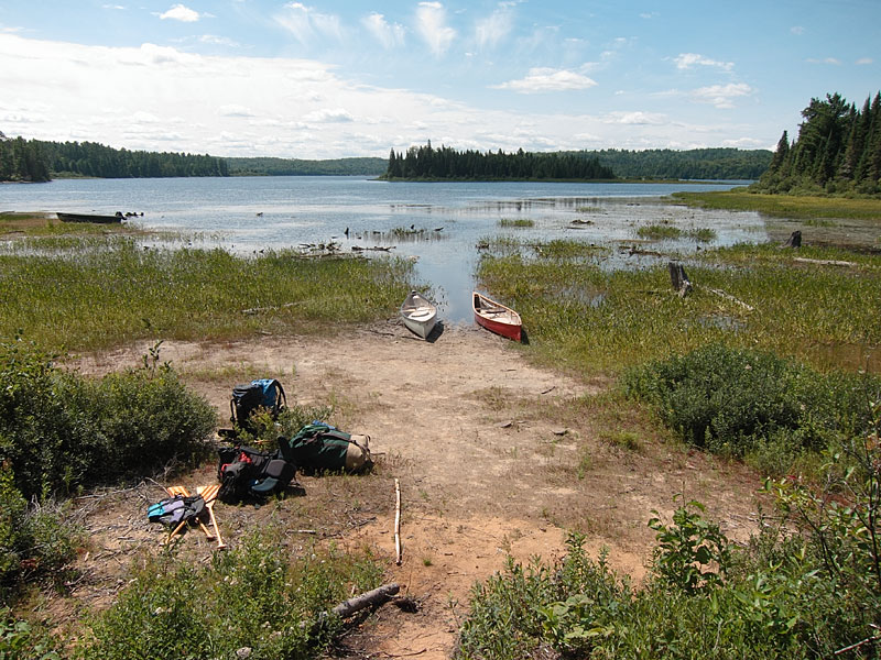 Looking out over Kioshkokwi Lake from end of portage to Lauder Lake in Algonquin Park