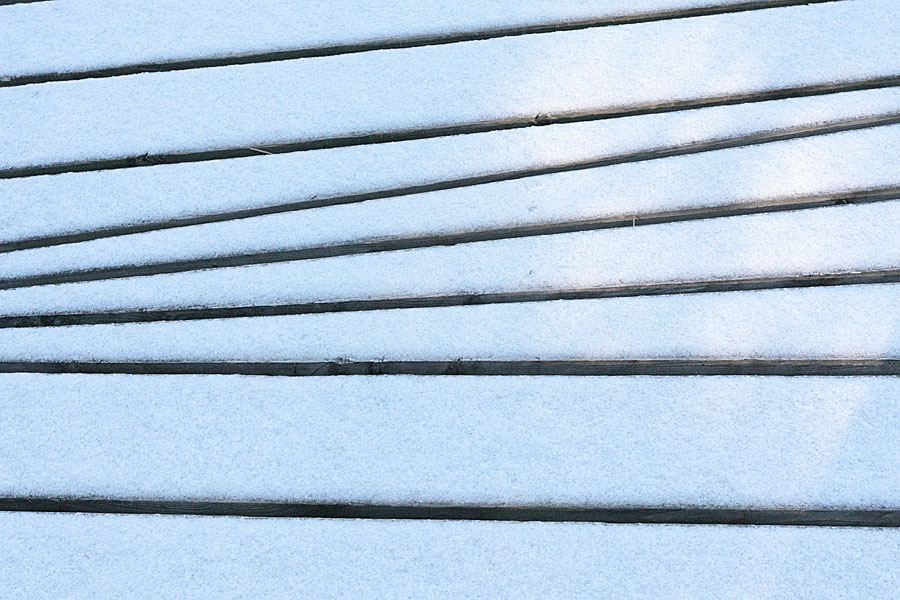 snow covered boardwalk